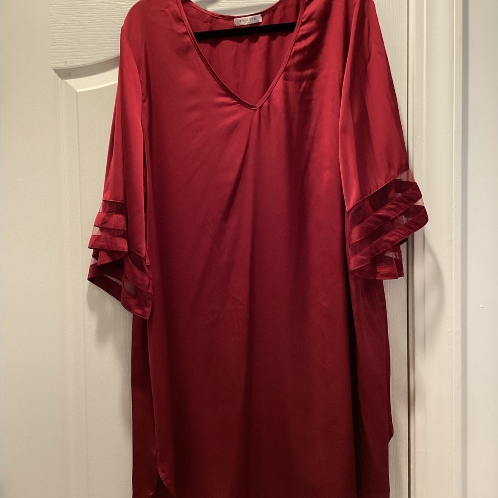 Satin V-Neck Flutter Sleeve Top